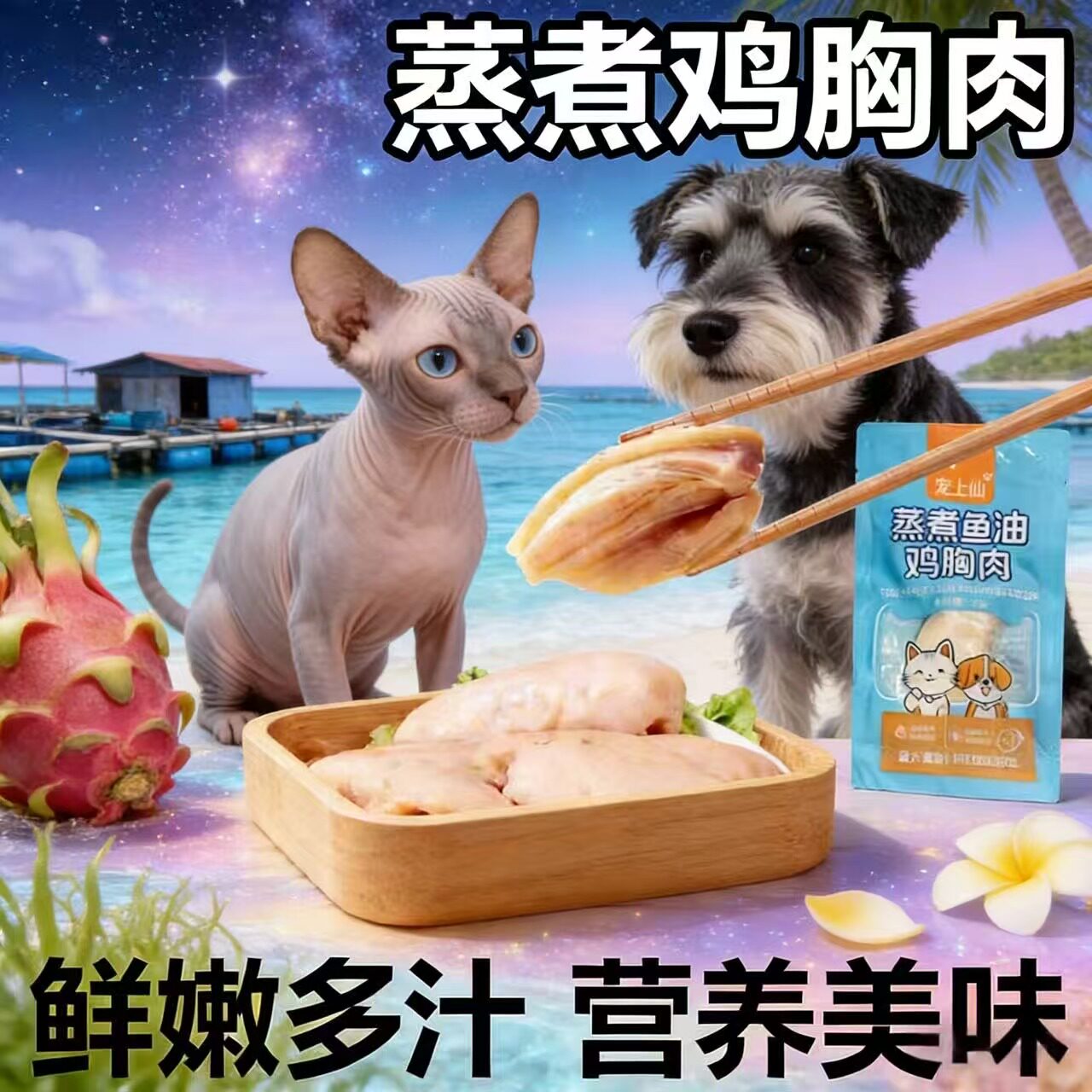 整块蒸煮鸡胸肉日常喂食零食猫咪狗狗都爱吃的猫猫食物推荐猫狗