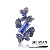 新款 镶嵌水晶蝴蝶兰花朵胸针女高档小众胸花时尚 轻奢百搭通勤配饰