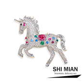 轻奢高档小众西装 新款 红刚马独角兽胸针女2025爆款 大衣胸花别针潮