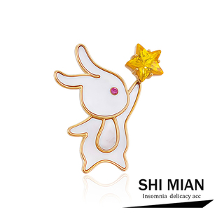 可爱摘星兔子胸针女轻奢时尚 新款 卡通可爱设计感小众衣服防走光扣