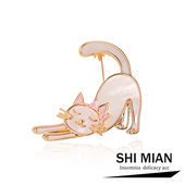 天然贝母小懒猫胸针女小众高级感时尚 百搭衣服胸花别针送闺蜜礼物