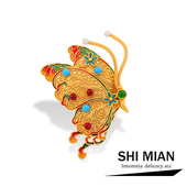 鎏金彩蝶新中式 国风花丝淡水珍珠蝴蝶胸针女古典旗袍汉服胸花配饰