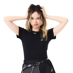 休闲修身 BEAT 正肩T恤收腰圆领短袖 显瘦上衣 ASA小LOGO女款