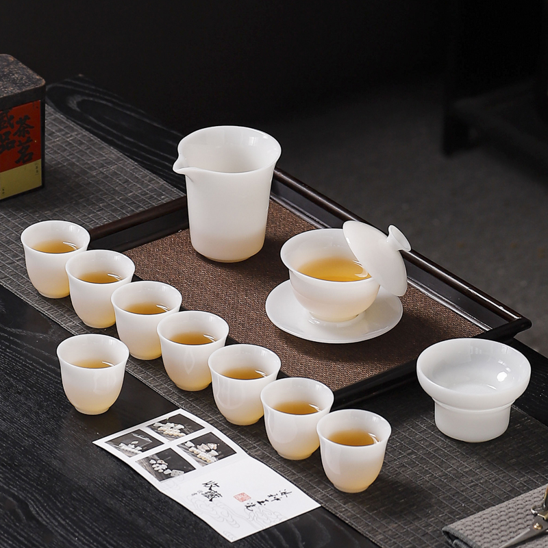 冰种玉瓷茶具套装家用2025新款陶瓷盖碗茶杯茶壶茶杯礼盒送礼高档