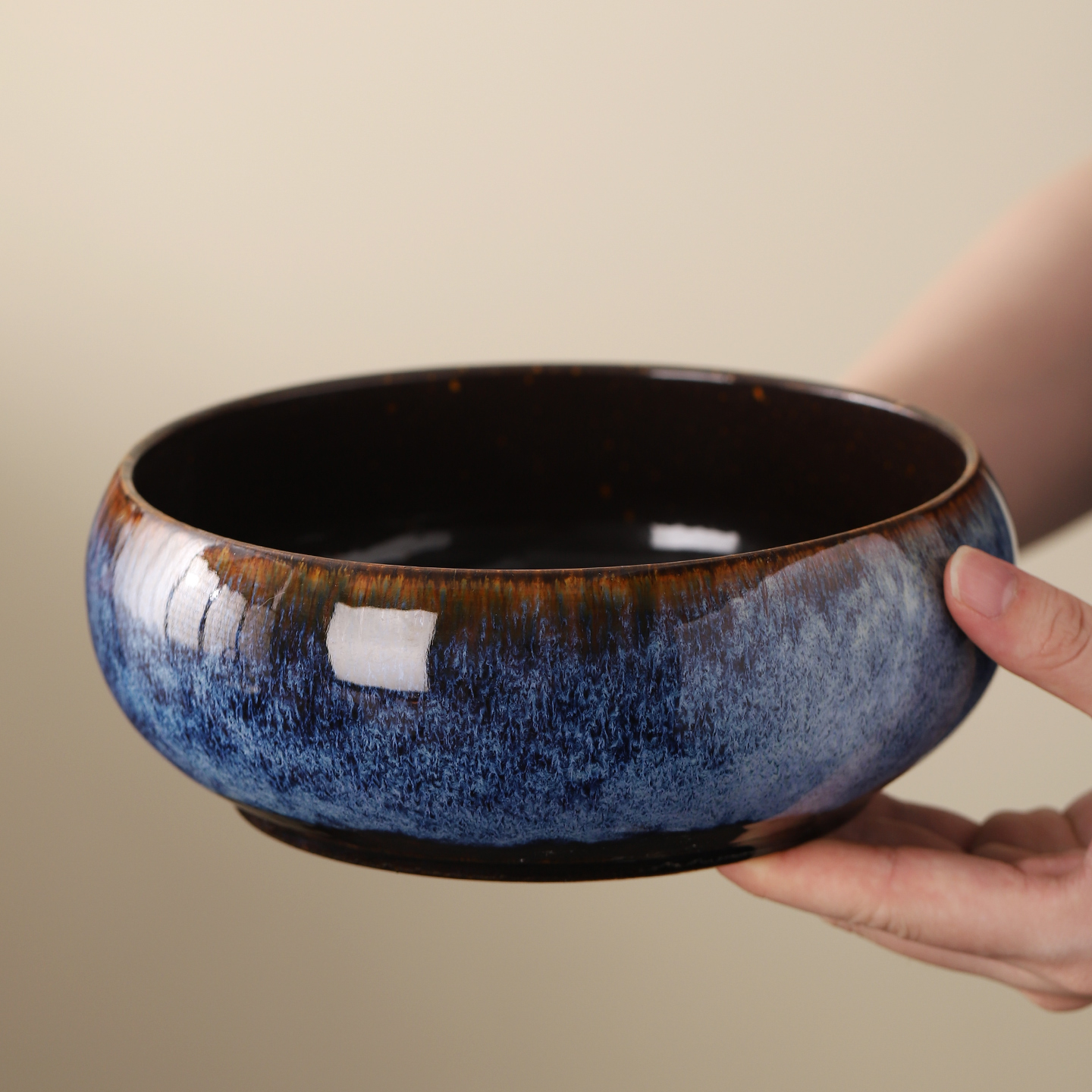 窑变釉陶瓷茶洗水盂大容量高档陶瓷洗茶器皿家用笔洗茶具配件水洗