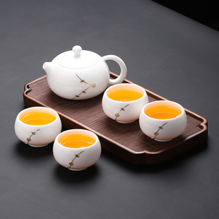 羊脂玉白瓷功夫茶具一壶二杯家用高档2026新款办公室泡茶个人专用