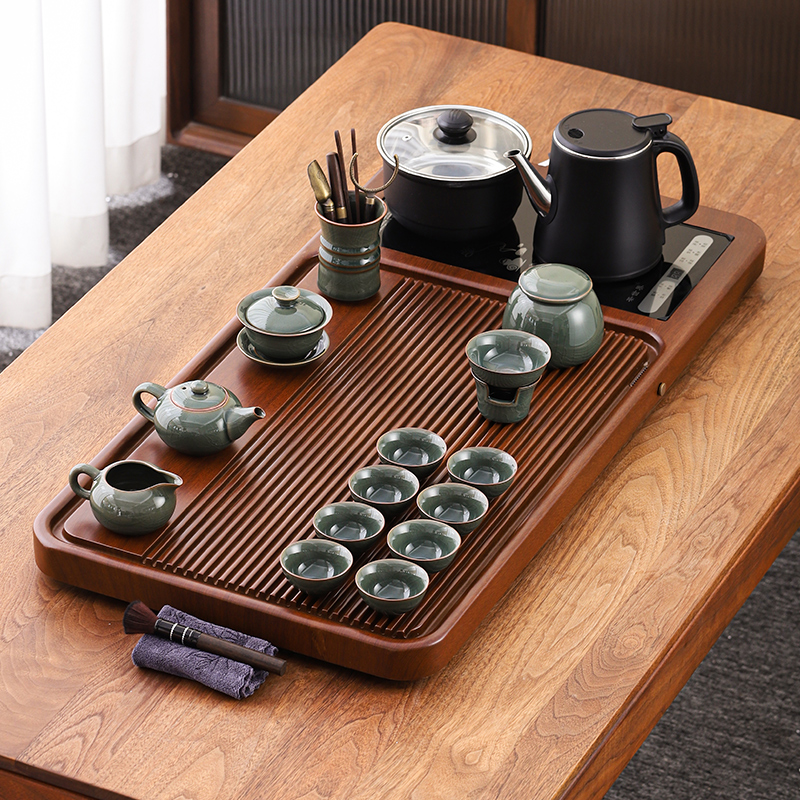 哥窑茶具整套自动上水茶盘一体家用2025新款办公室泡茶壶茶杯茶具