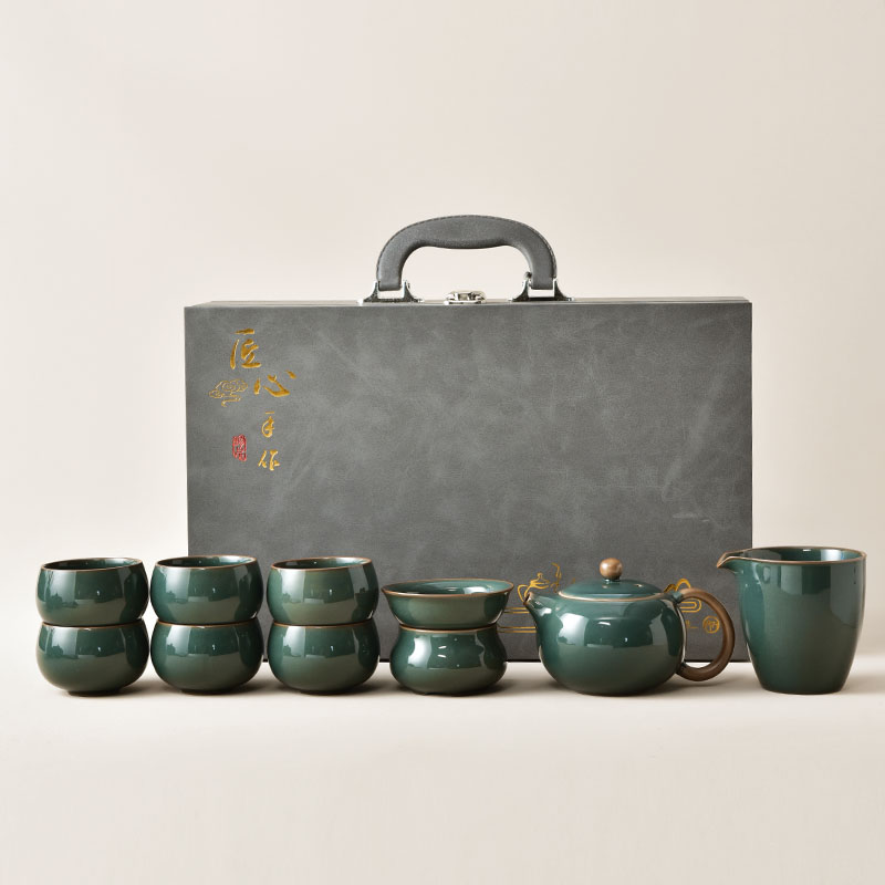 哥窑功夫茶具套装高档2025新款中秋国庆日送长辈礼物乔迁生日礼物