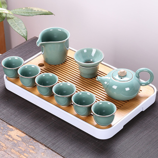 功夫茶具家用客厅简约托盘小型茶台套装 凌胜竹制储水茶盘茶海日式