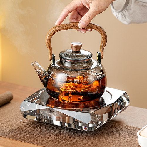 黑晶炉煮茶壶煮茶器套装新款大容量玻璃水晶耐高温提梁小型养生壶
