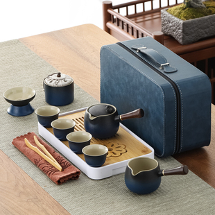 包茶杯户外茶盘 家用简约功夫泡茶壶便携式 日式 黑陶旅行茶具小套装