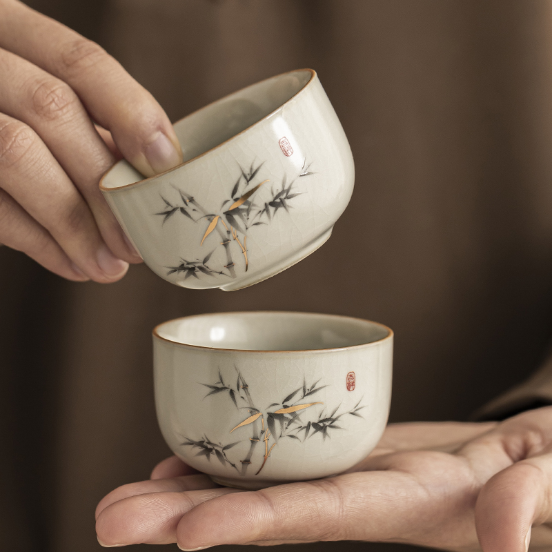 凌胜汝窑主人杯个人专用功夫茶品茗杯家用中国风小茶碗茶盏喝茶杯