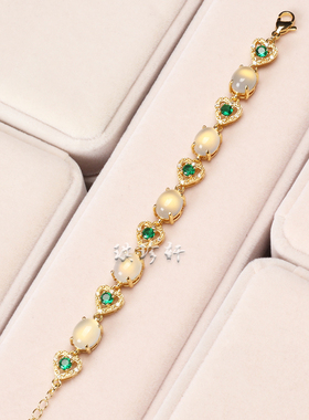 女款妈妈玛瑙白铜合金绿宝石镶嵌