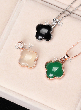 女款妈妈金镶玉天然玛瑙玫瑰金