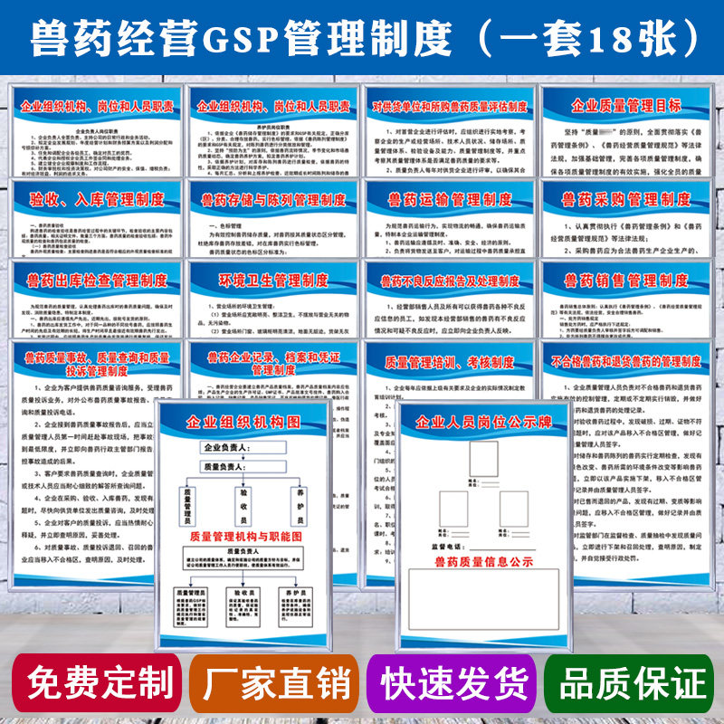 兽药店经营gsp管理制度牌兽药分类标识标示牌验收规章制度牌上墙