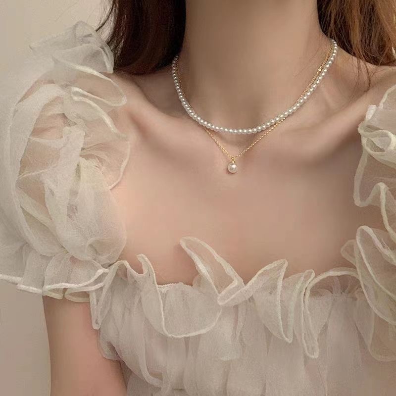 仿珍珠项链珍珠裙子爆款复古高档珍珠项链法式甜美