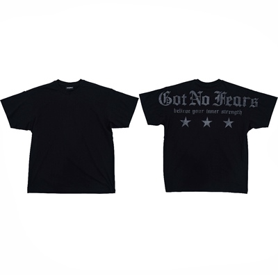 罗志祥 GOTNOFEARS 正品 内在力量宽版短袖上衣 男女同款 黑色 夏
