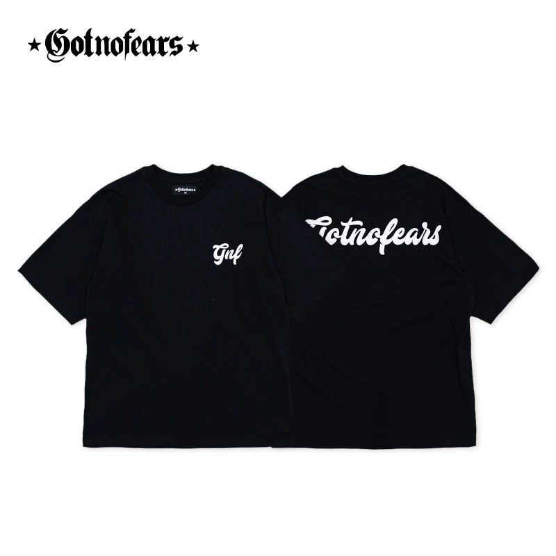 罗志祥 Gotnofears 正品 美式草写字体宽版短袖上衣 黑色男女同款