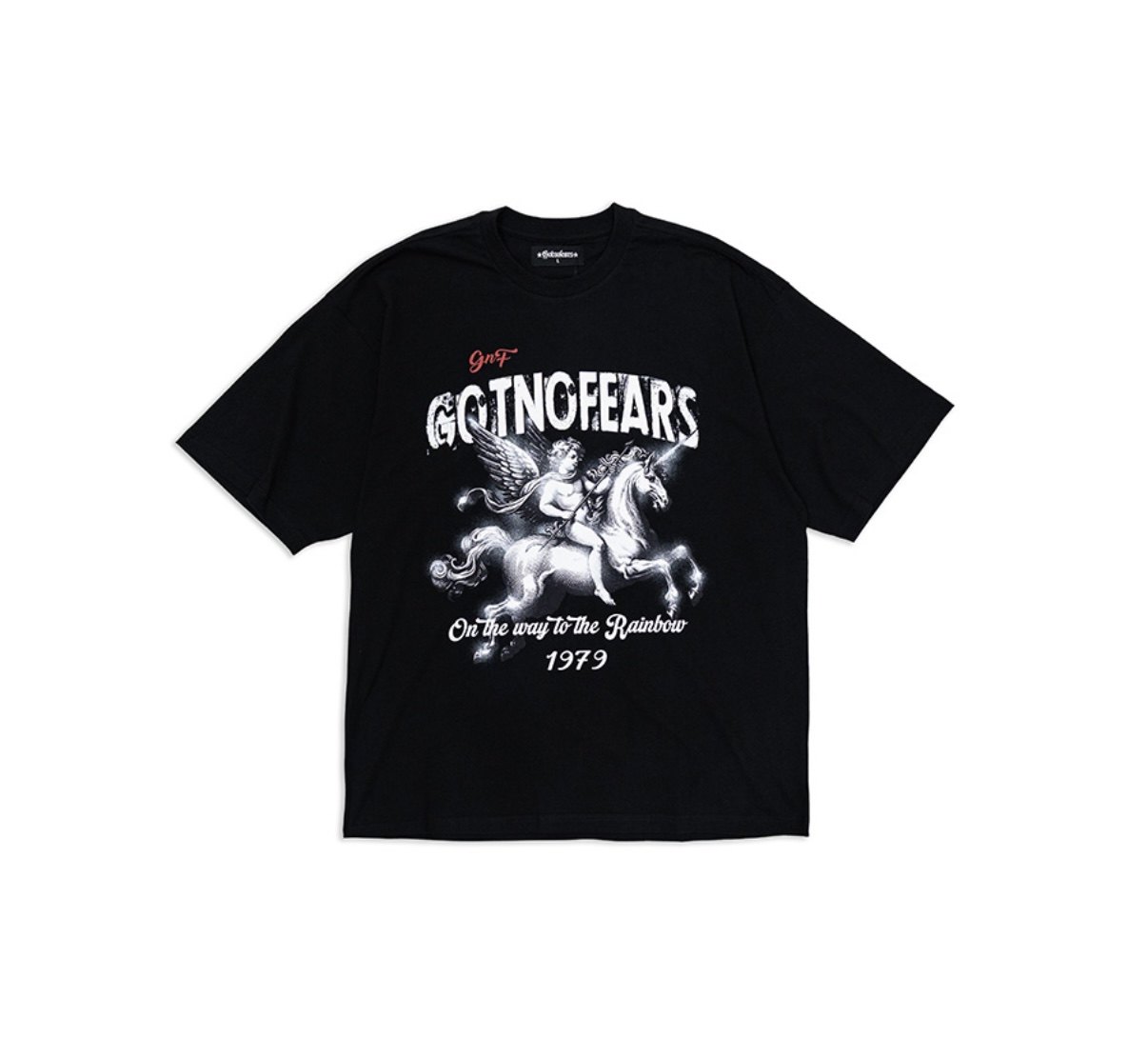 罗志祥GOTNOFEARS正品飞翔独角兽宽版短袖上衣黑色男女同款