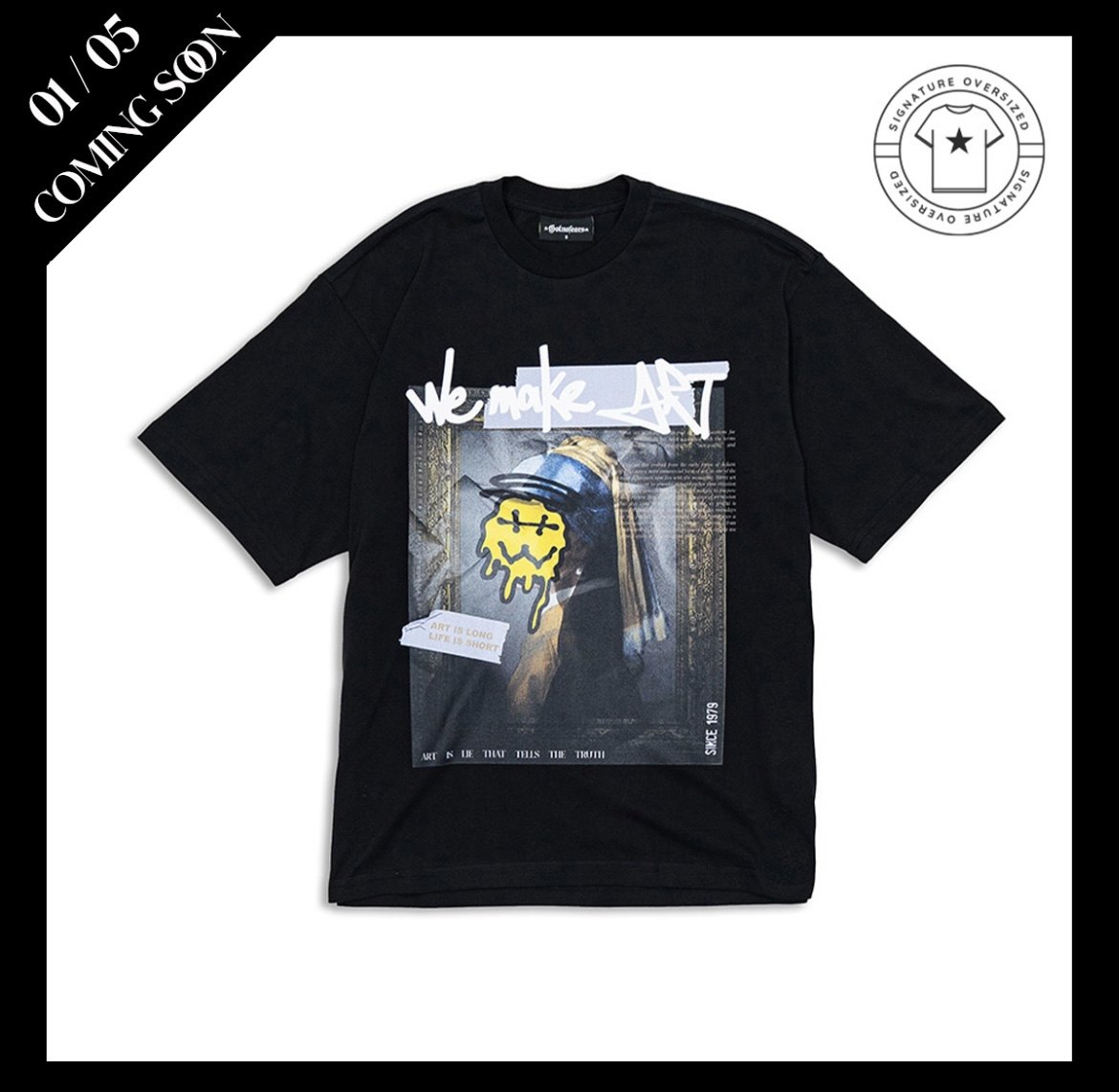 罗志祥 GOTNOFEARS 正品 戴珍珠耳环的SHOW艺术翻玩宽版短袖上衣