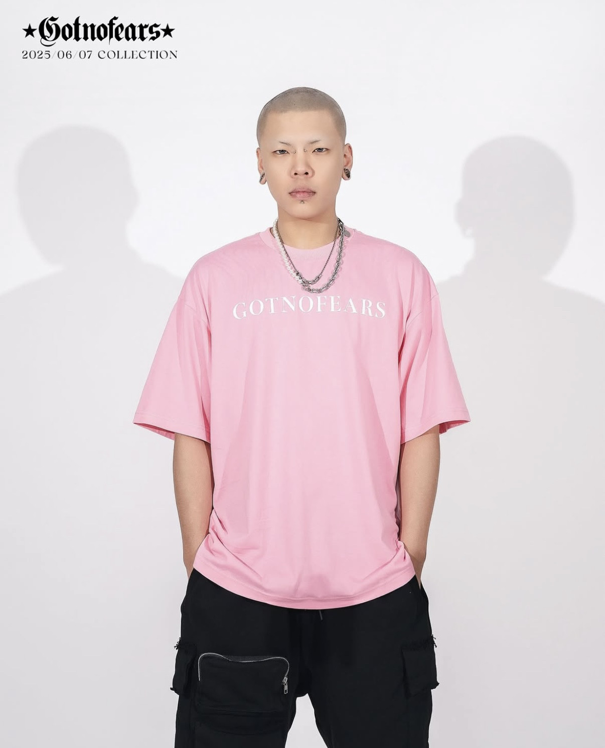 罗志祥GOTNOFEARS正品方形宽版短袖上衣紫色粉色 男女同款