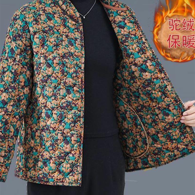 妈妈装冬季驼绒内胆百搭棉衣保暖外套中老年女夹三件套棉加厚棉服