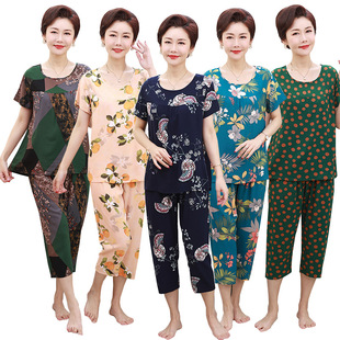 Mom's New Set Large Grandma T-shirt Shorts老人家衣服奶奶套装