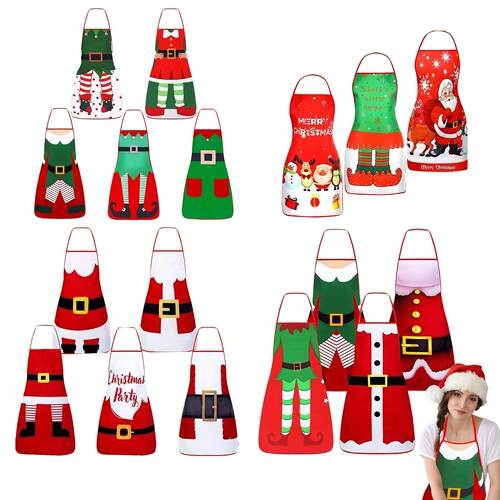 Christmas apron printed SantaClaus supplies圣诞围裙圣诞老人