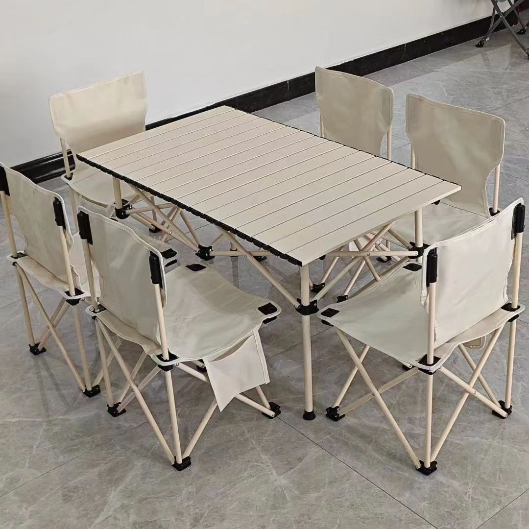 Outdoor Folding Table Chair Set 7-piece Table and Chair Set