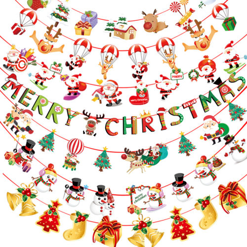 Christmas decoration cartoon paper flags and colorful flags