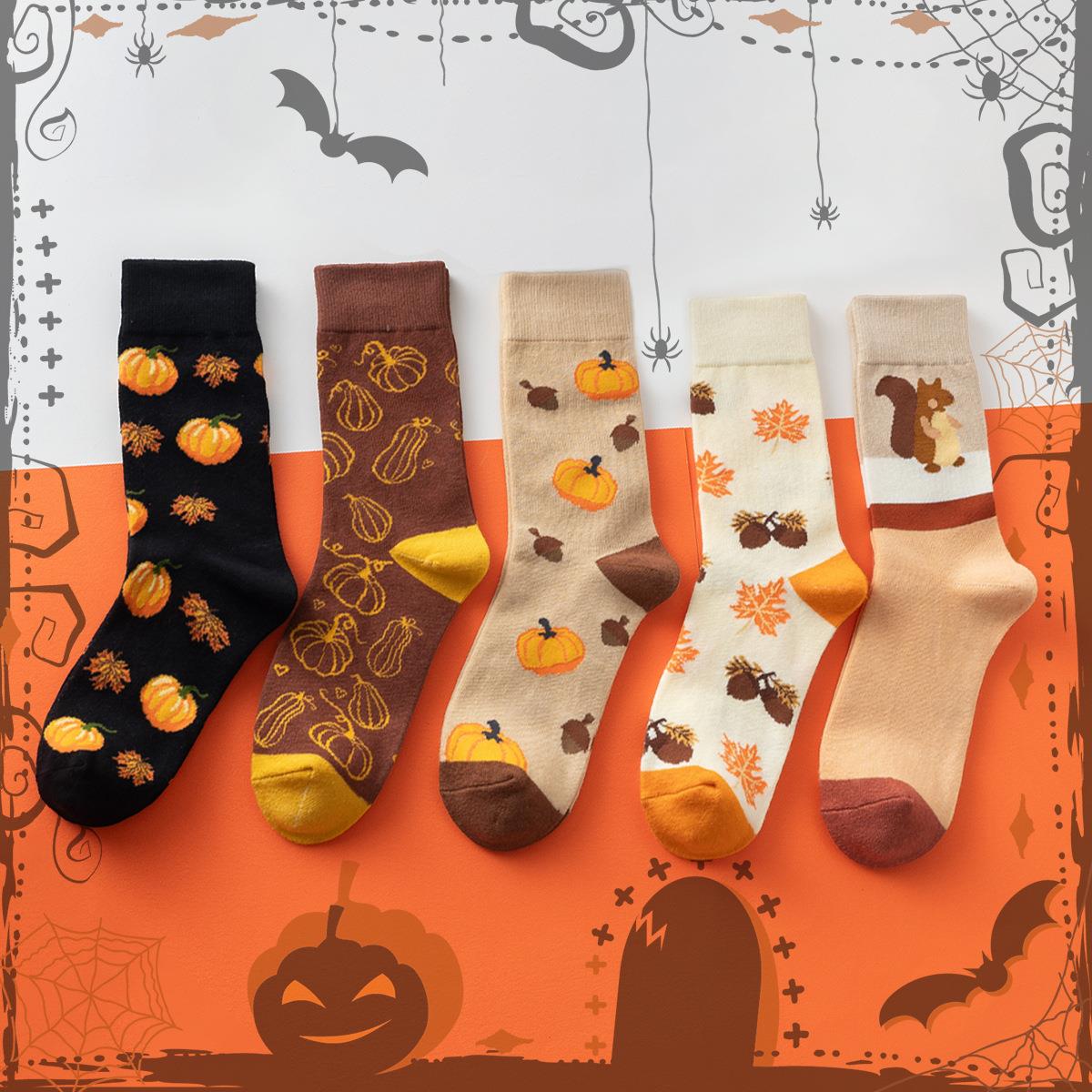 Halloween Socks Mid Tube Cotton Socks万圣节欧美袜子中筒棉袜