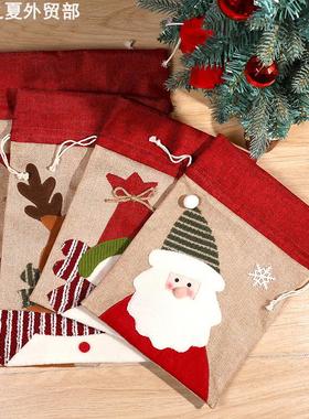 Christmas Snowman Drawstring Bag Gift Bag圣诞雪人抽绳布袋子