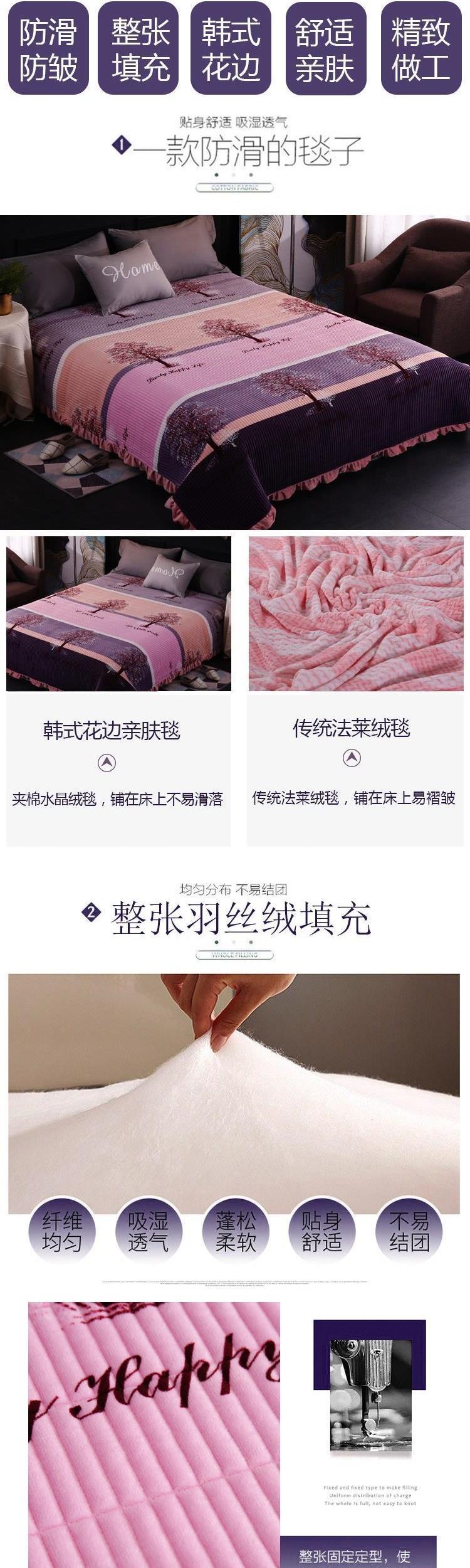 Khăn trải giường đơn mảnh in gió đơn giản Bắc Âu sang trọng châu Âu in quilting Hàn Quốc ngủ mềm mại - Trải giường thảm nhung trải giường