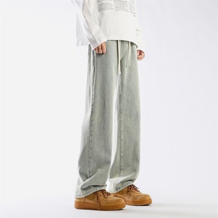 psobrond店oaoo蒙马特青港潮先生牛仔裤男美式宽松直筒长裤男裤子
