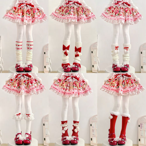 红色本命年腿套日系保暖中筒袜