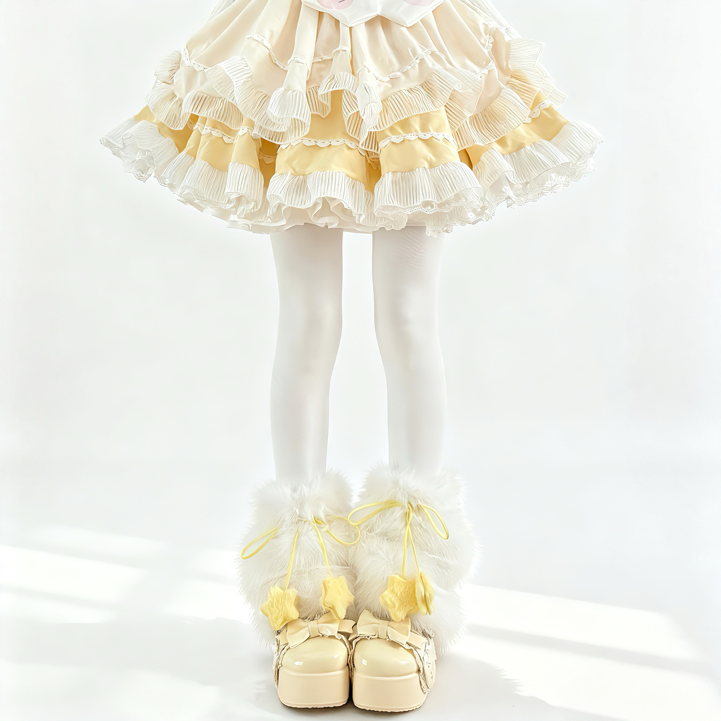 可爱蝴蝶结毛毛袜套女