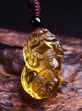 宫妃天然黄水晶貔貅吊坠