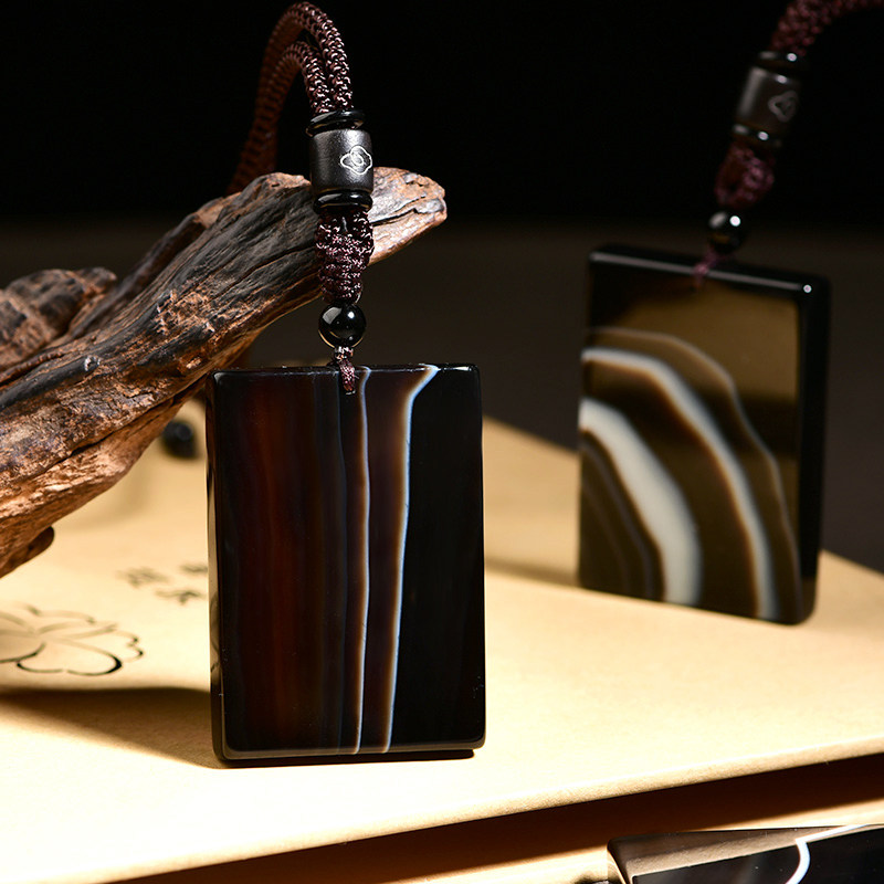 影子石灵感无事牌吊坠石碑红竹石项链聚财偏财化解事业不顺