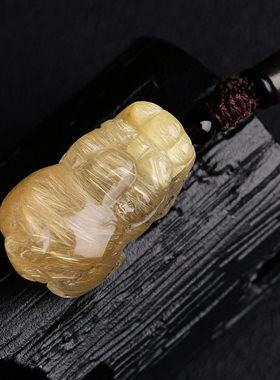 顺发 金发晶貔貅吊坠貔貅皮丘水晶天然发晶钛晶男女挂件礼物项链