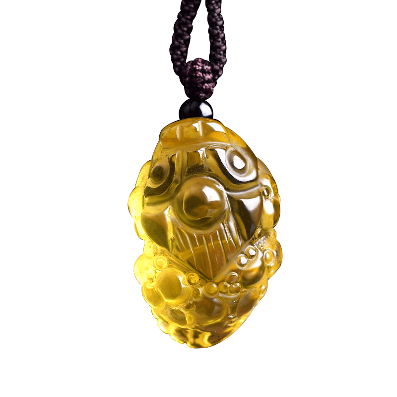 天然黄水晶金蟾吊坠招财貔貅项链