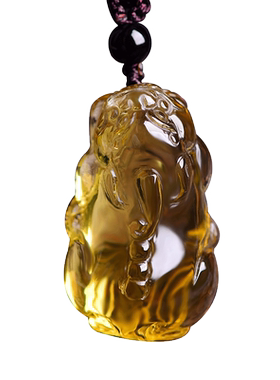 天然黄水晶吊坠项链挂件招财貔貅