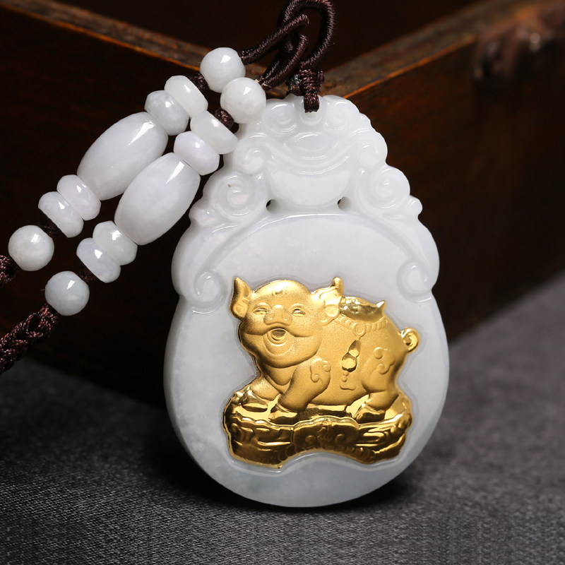 金镶玉2020年双猪承运吊坠属羊人的转运吉祥物害破化太岁化解