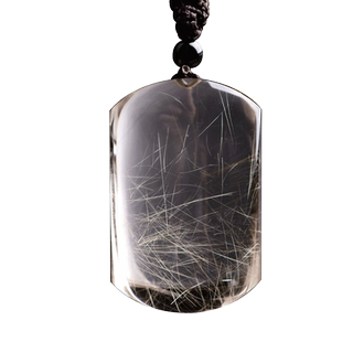 天然金发晶无字平安牌子太平无事牌发晶水晶男士项链吊坠挂件女