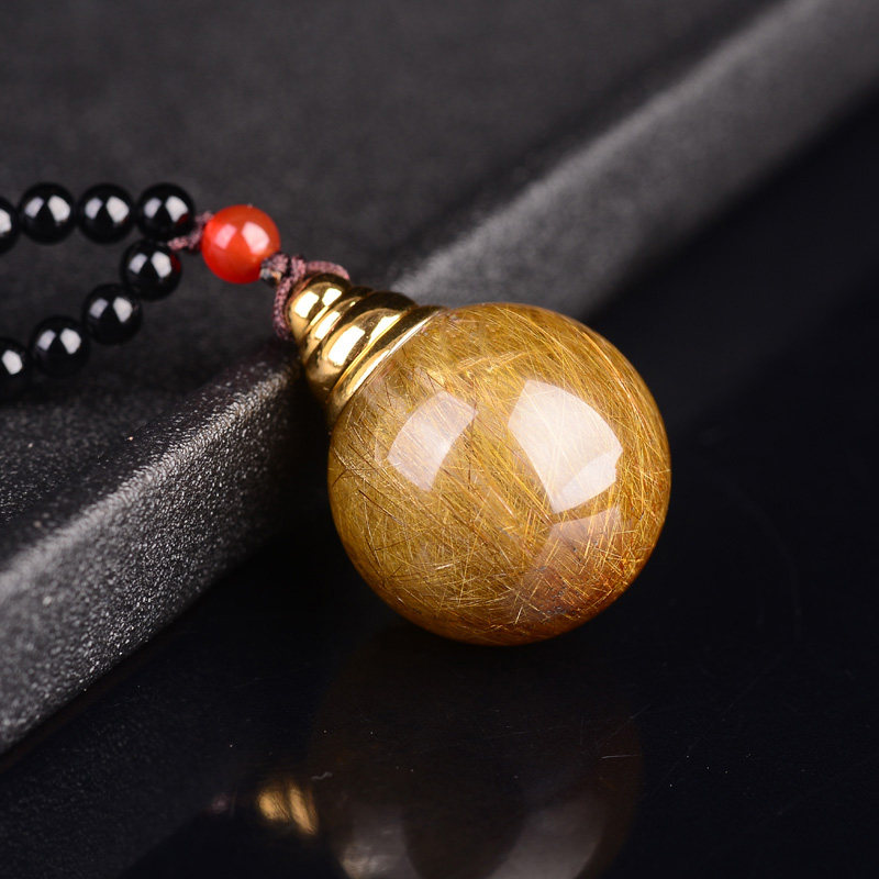 顺发 金发晶舍利塔吊坠 舍利子项链佛塔天然水晶嘎乌盒许愿瓶