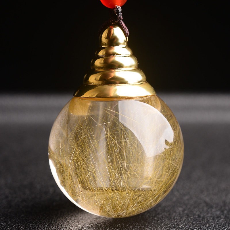 大号 金发晶嘎乌盒舍利子瓶吊坠饰品水晶平安舍利塔项链