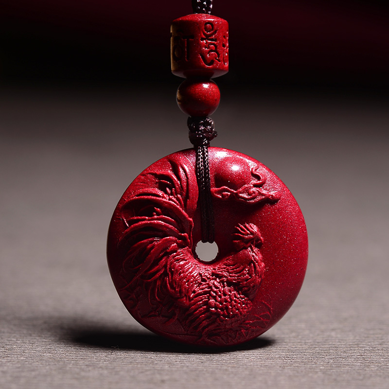 朱砂生肖鸡金鸡报捷吊坠玉鸡吉祥物鸡形饰物丹凤兰芝饰品名利双收