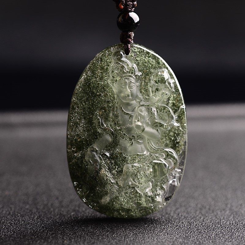 绿幽灵属龙属蛇守护神普贤菩萨佛像本命佛男女饰品吊坠 千层云