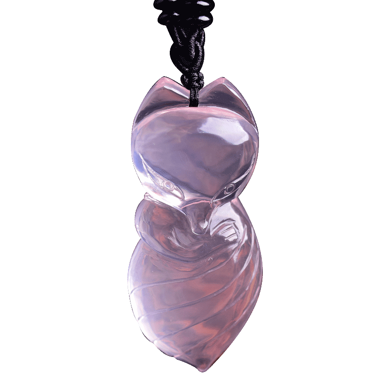 大尾巴狐狸吊坠粉水晶