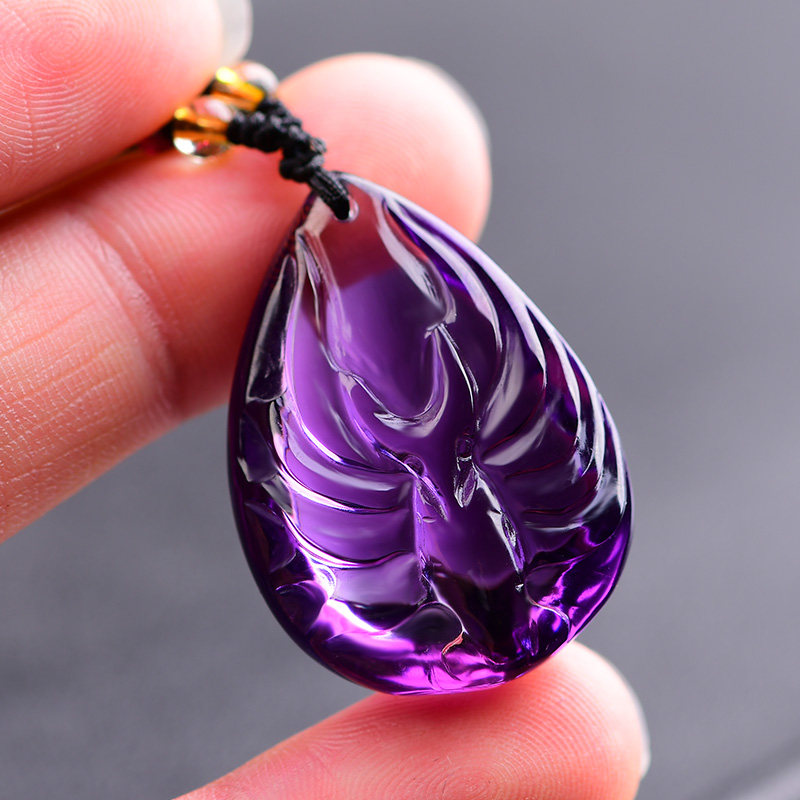 天然紫水晶九尾狐吊坠狐仙女饰品项链礼物