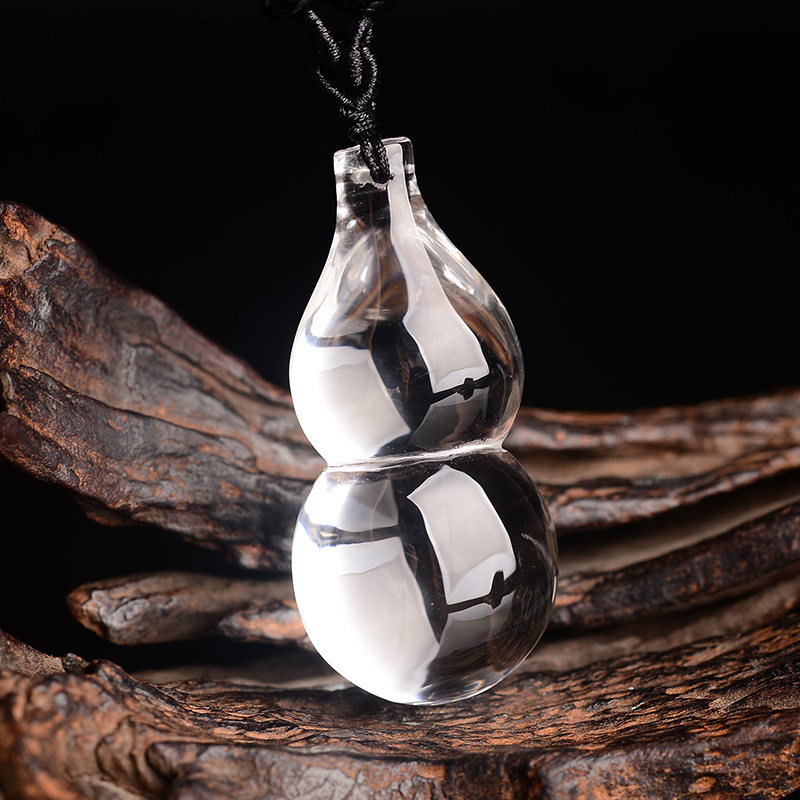 宫妃 天然白水晶葫芦项链毛衣链水晶饰品福禄平安葫芦吊坠 大号